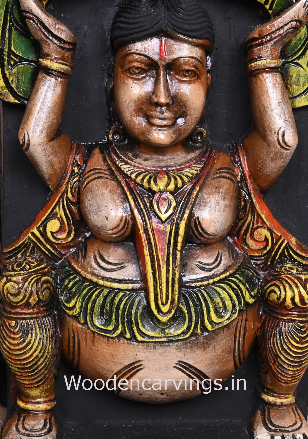 Wooden Asta Ganesha Multicoloured  Wall Panel 78"
