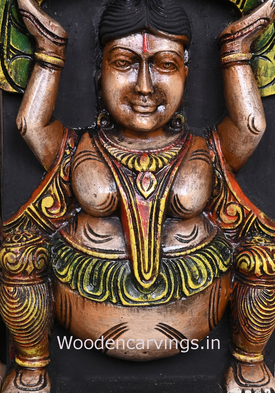 Wooden Asta Ganesha Multicoloured  Wall Panel 78"