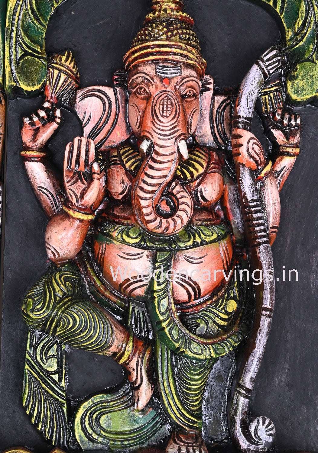 Wooden Asta Ganesha Multicoloured  Wall Panel 78"