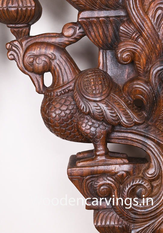 Wooden Hamsa Annapakshi Handmade Wooden Hooks Fixed Detaily Carved Wax Brown Wall Brackets 24"