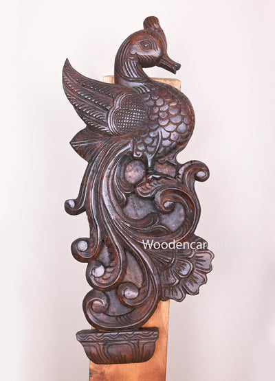 Light Weight Standing Beauty Paired Peacocks Ready to Fly on Tree Wooden Handmade Detaily Carved Wall Mount 21"