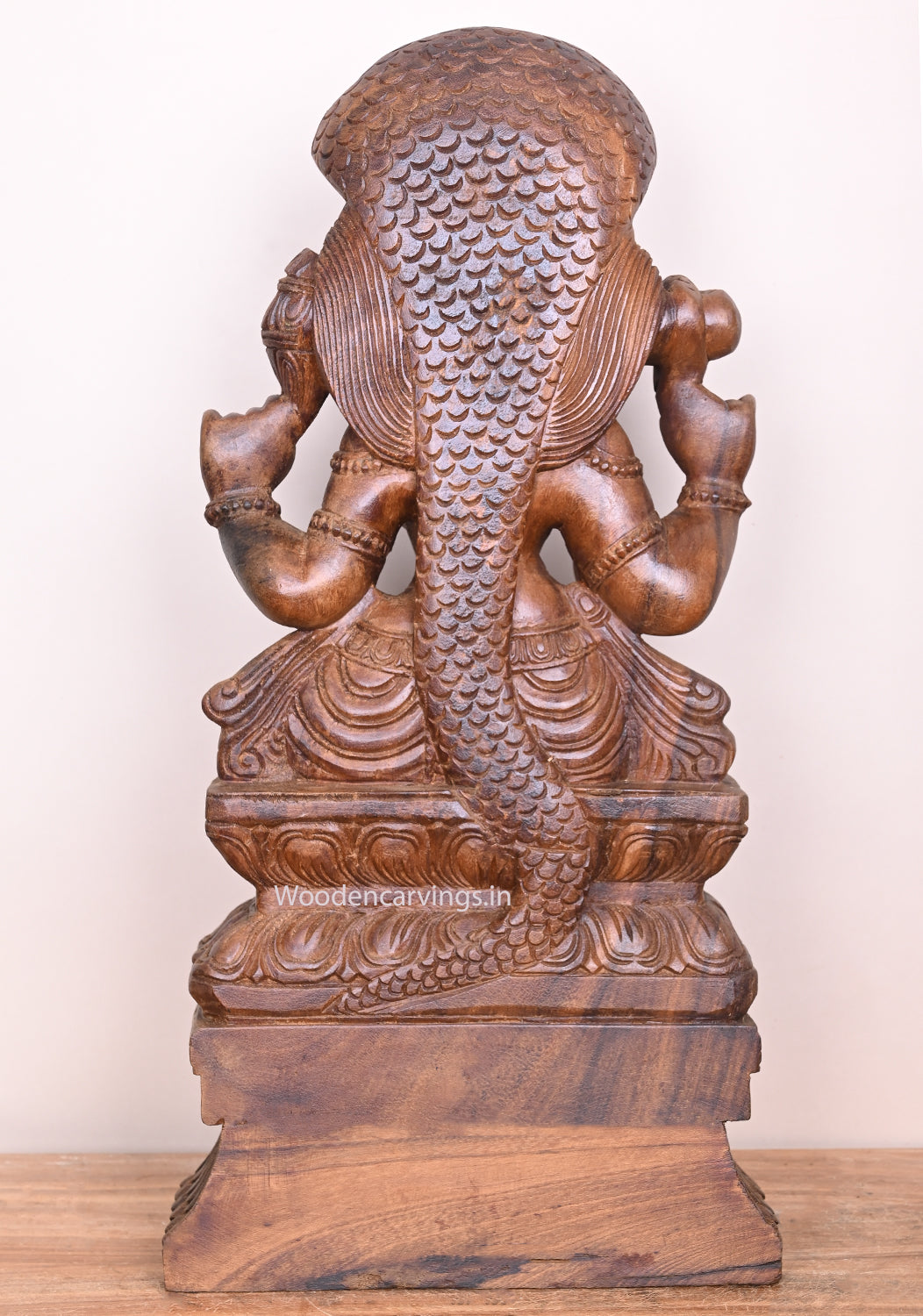 Goddess of Snakes Vasuki Naga Rani Briskly Seated on Base Wax Brown Handmade Sculpture 25"