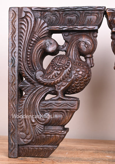 Wooden Paired Light Weight Hamsa (Annapakshi) Handmade Entrance Decor Wall Brackets 13"