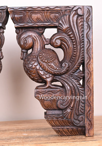 Wooden Paired Light Weight Hamsa (Annapakshi) Handmade Entrance Decor Wall Brackets 13"