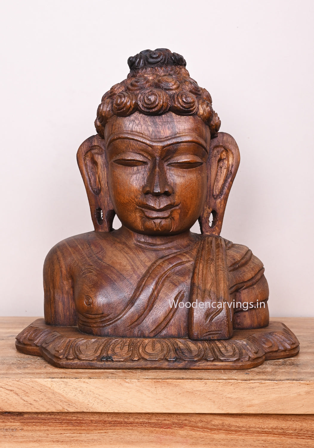 Wooden Lord Gauthama Buddha Wooden Handmade Fine Finishing Home Decor Handmade Wall Mount 13"