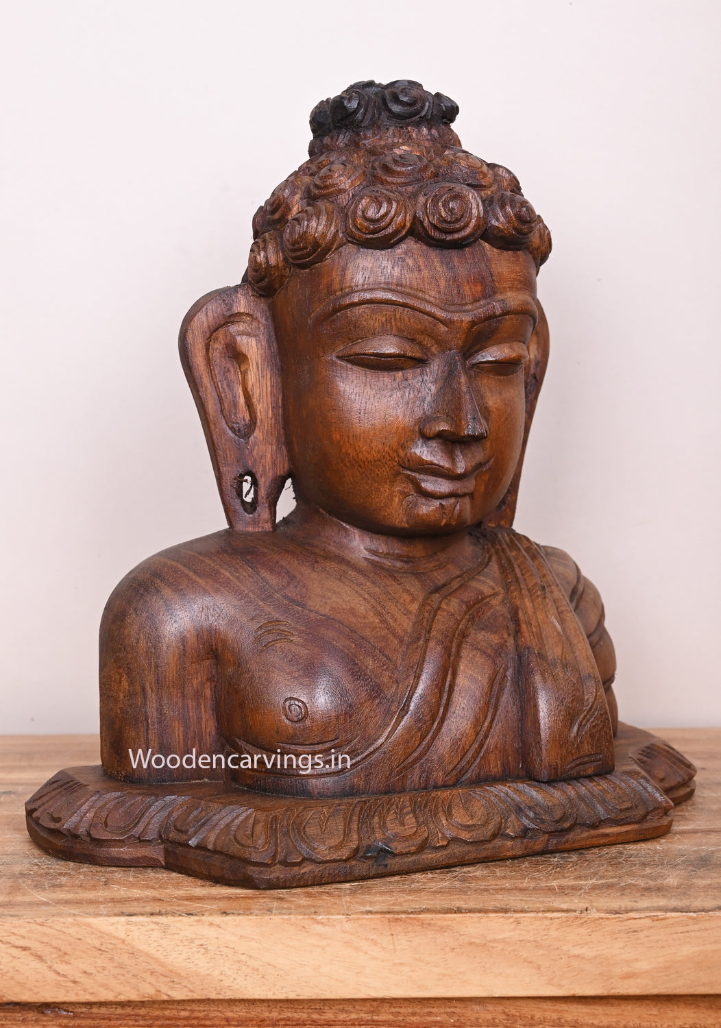 Wooden Lord Gauthama Buddha Wooden Handmade Fine Finishing Home Decor Handmade Wall Mount 13"