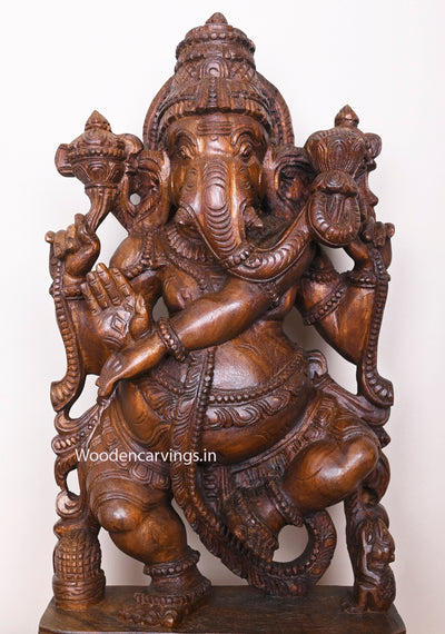 Holding Lotus in Trunk Dancing Light Weight Auspicious Mangalahara Ganapathi For Your Pooja Room Entrance Sculpture 25"