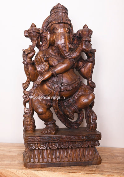Holding Lotus in Trunk Dancing Light Weight Auspicious Mangalahara Ganapathi For Your Pooja Room Entrance Sculpture 25"