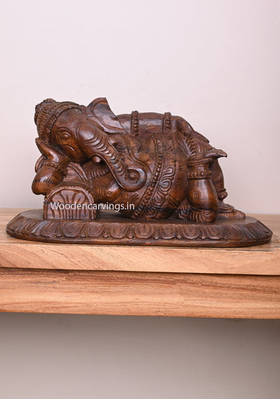 Wooden Ganapathy Rest on Pillow Handmade Wooden Lucky Light Weight Wall Mount 15"