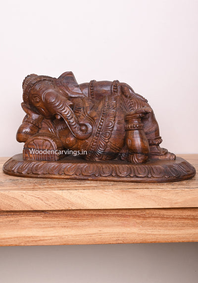 Wooden Ganapathy Rest on Pillow Handmade Wooden Lucky Light Weight Wall Mount 15"
