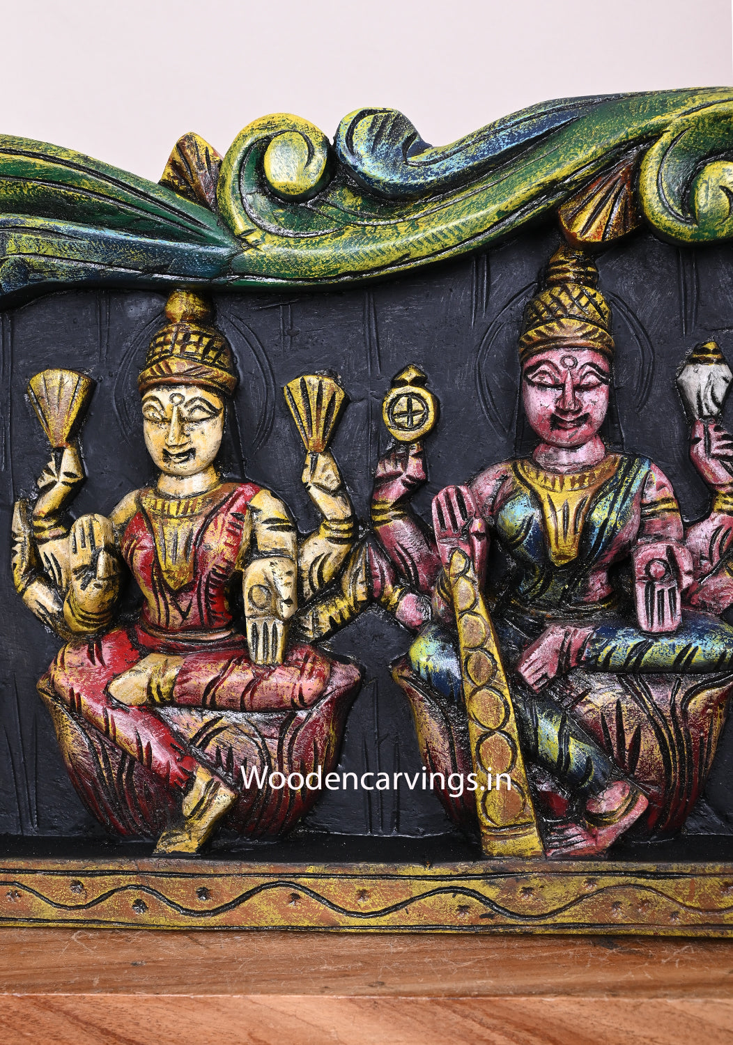 Multicolored Ashta Lakshmi Wooden Panel for Prosperity – 48
