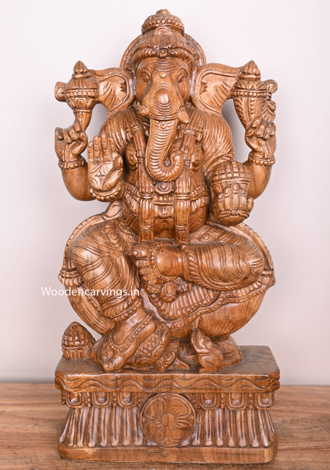 Ready For Your Beautiful Home Polished Blessing Ganapathy Holding Ladoo in His Hand Handcraft Sculpture 24"