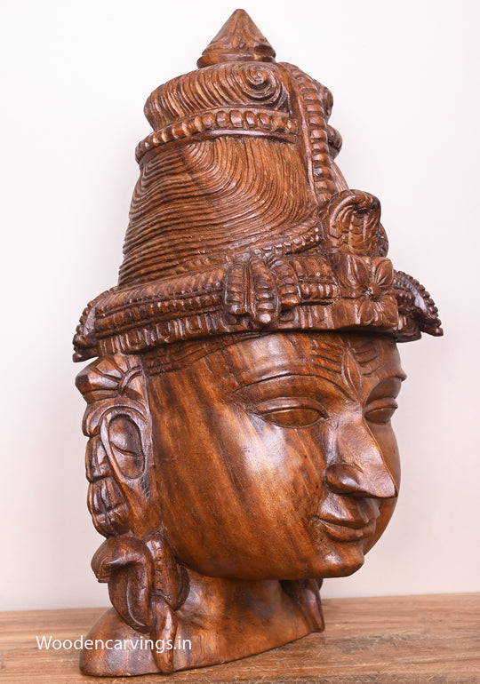 Lord Mahadev Handmade Detaily Carved Entrance and Pooja Room Decor Wooden Mask 21"