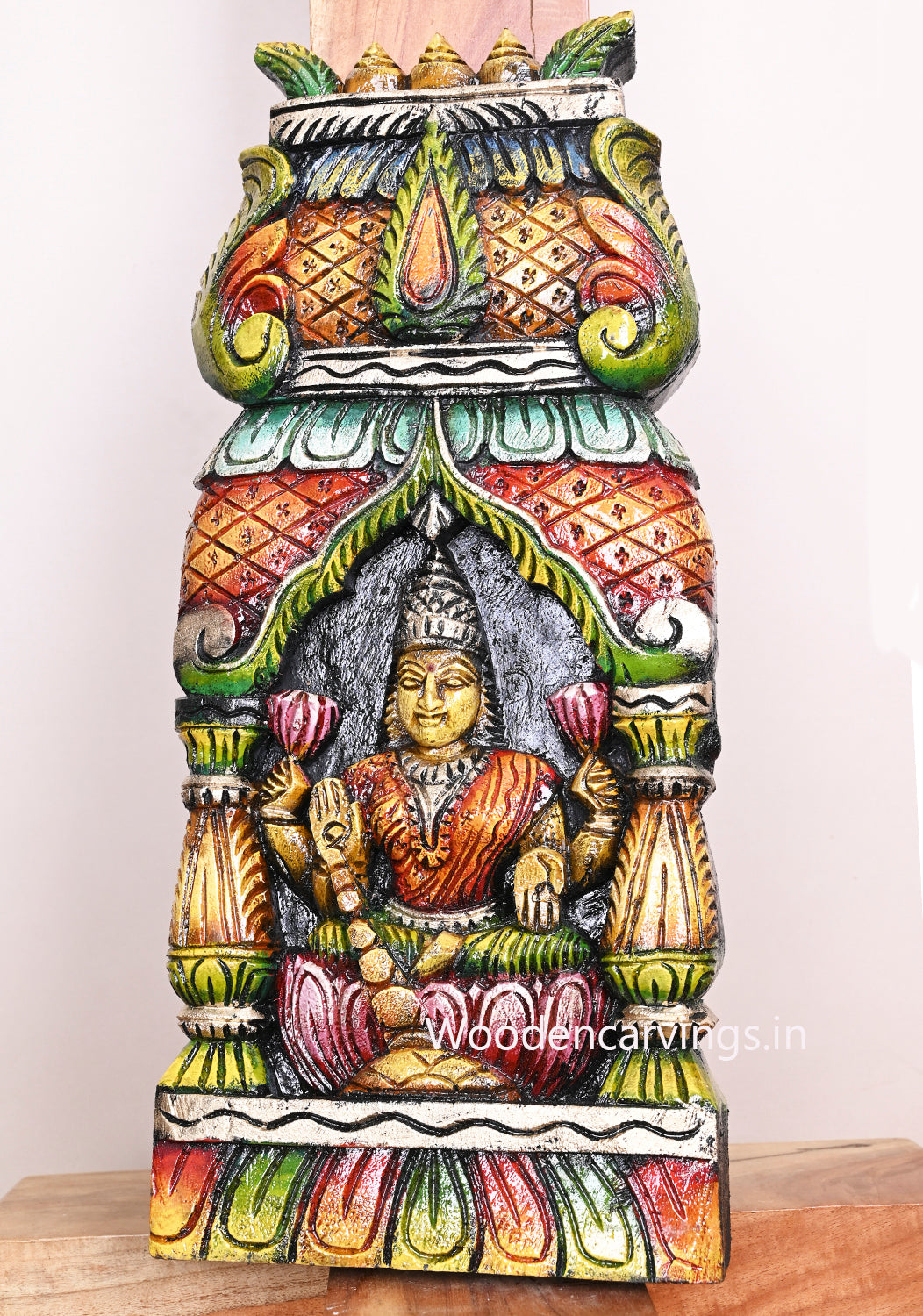 Hooks Fixed Light Weight MahaLakshmi Wooden Colourful Gopuram Design Art Work Kavadi 18"