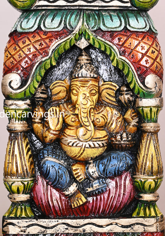 wooden ganesha kavadi wall panel