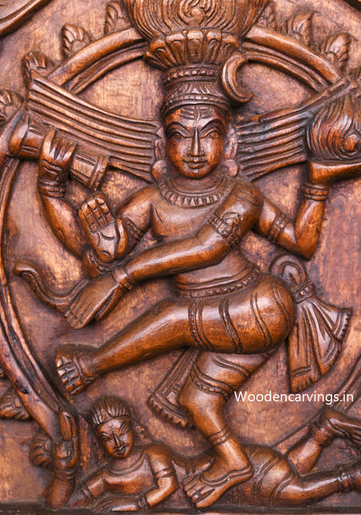 Hindu God Dancing Nataraja Handmade Light Weight Artistic Wax Brown Hooks Fixed Wall Mount 12.5"
