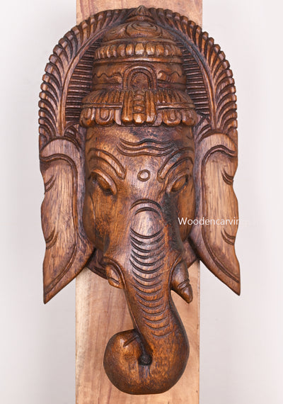 Lengthy Trunk Lord Ganesha Wooden Handmade Art Work For Your Beautiful Home Entrance 13"
