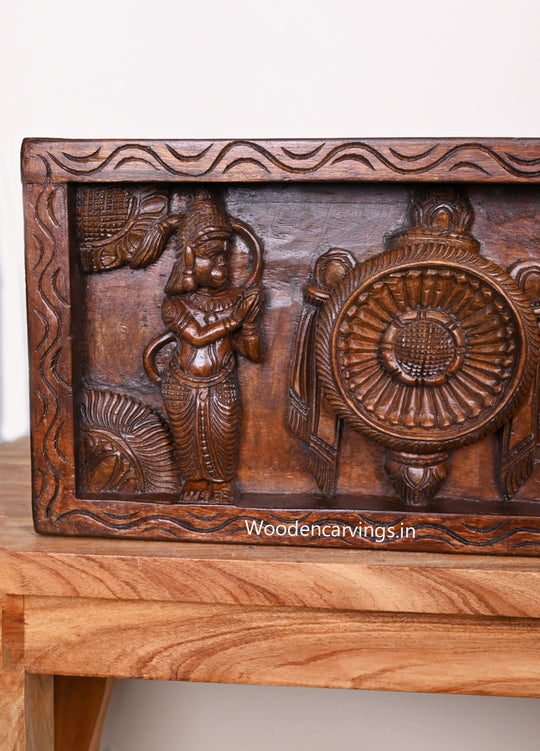 Wooden Lord Balaji with Garuda & Hanuman Wall Panel – 42"