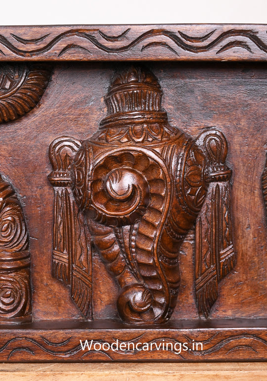 Wooden Lord Balaji with Garuda & Hanuman Wall Panel – 42"