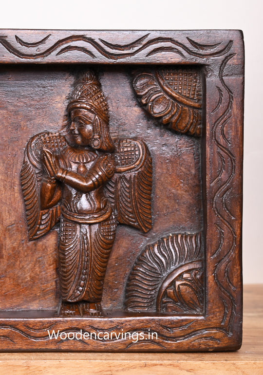 Wooden Lord Balaji with Garuda & Hanuman Wall Panel – 42"