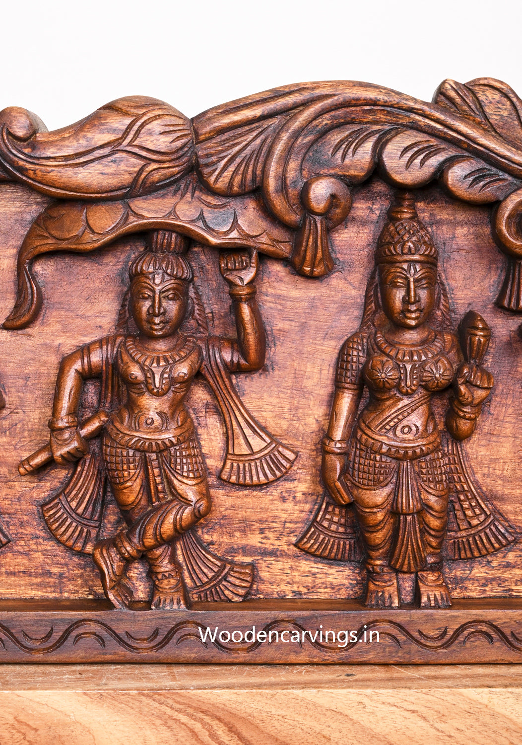 The Rare Lord Krishna Save People From Kaliya (Demon Snake)  and Heavy Rain Horizontal Peacock Design Wall Panel 48"