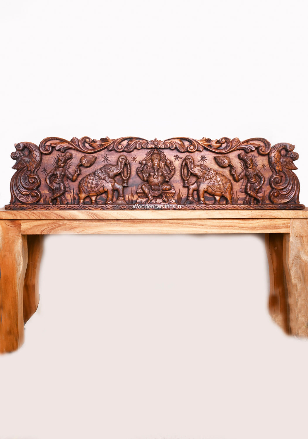 Wooden Gaja Ganesha Wall Panel