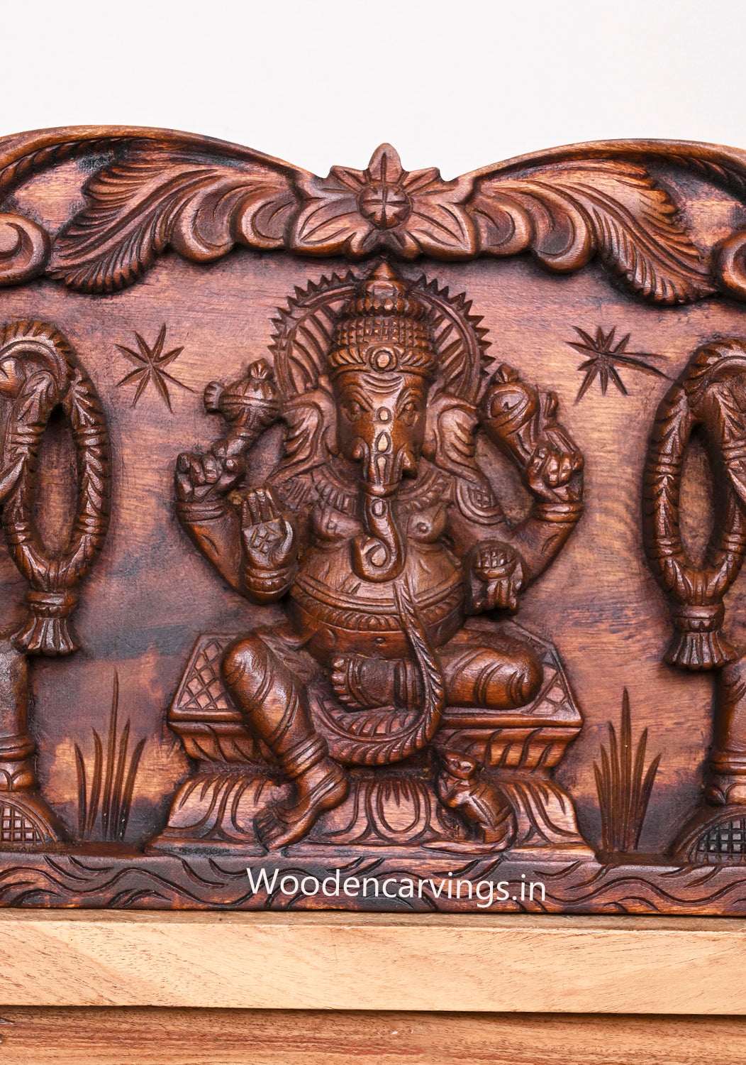 Wooden Gaja Ganesha Wall Panel 48"