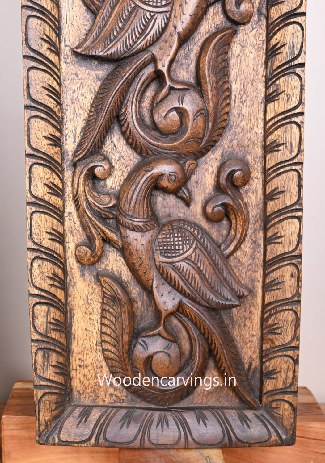 Wooden Standing Peacock Paired  Wall Panel 36"