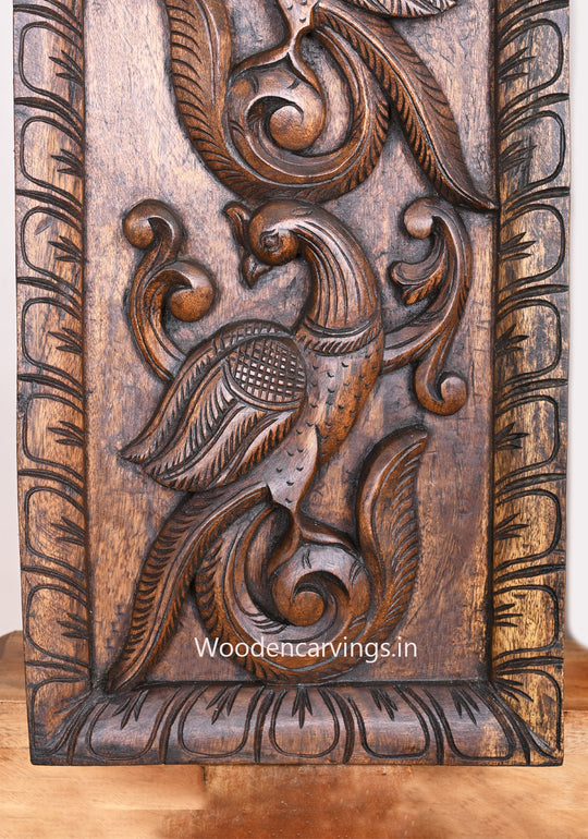 Wooden Standing Peacock Paired  Wall Panel 36"