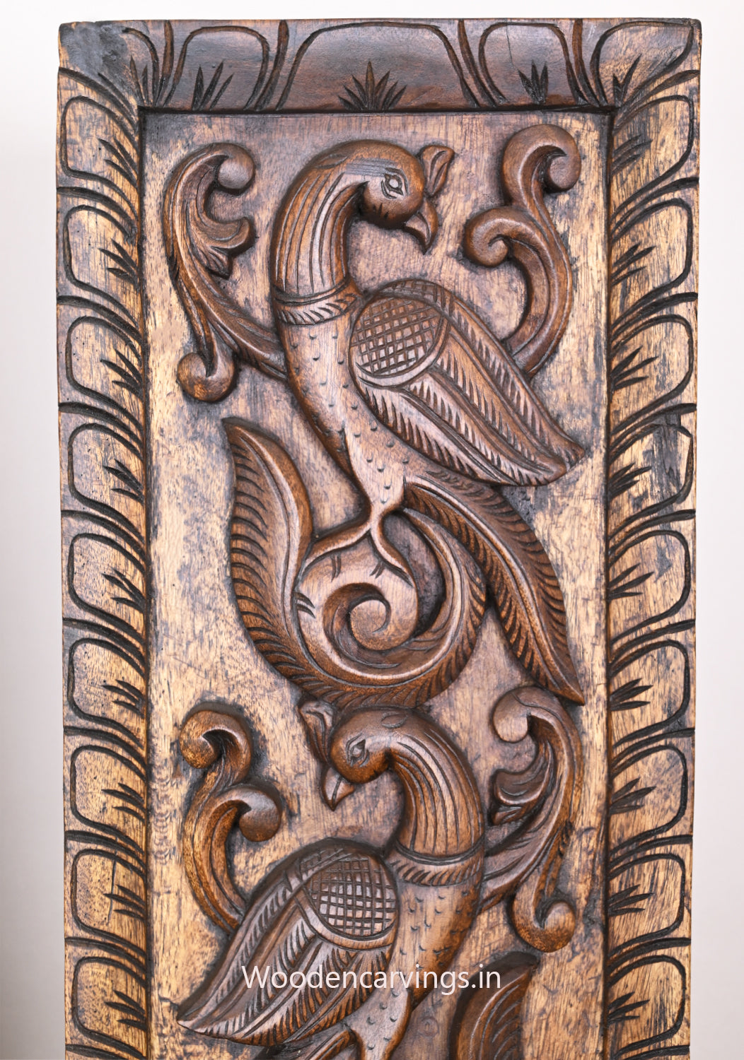 Wooden Standing Peacock Paired  Wall Panel 36"