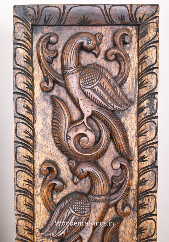 Wooden Standing Peacock Paired  Wall Panel 36"