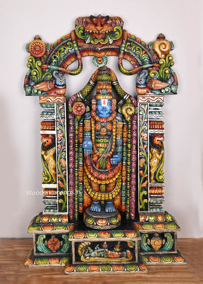 Base, Pillar With Arch Prosperity Balaji Standing on Base Colourful Handmade Home Decor Sculpture 42"