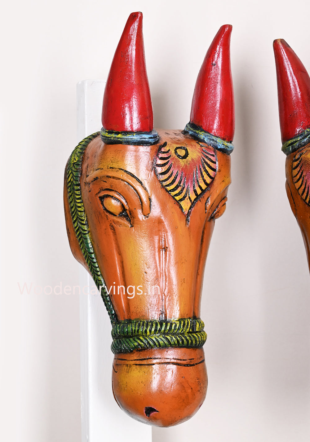 Multicolored Wooden Vastu Entrance Decor Masks – 16" Hooks Fixed