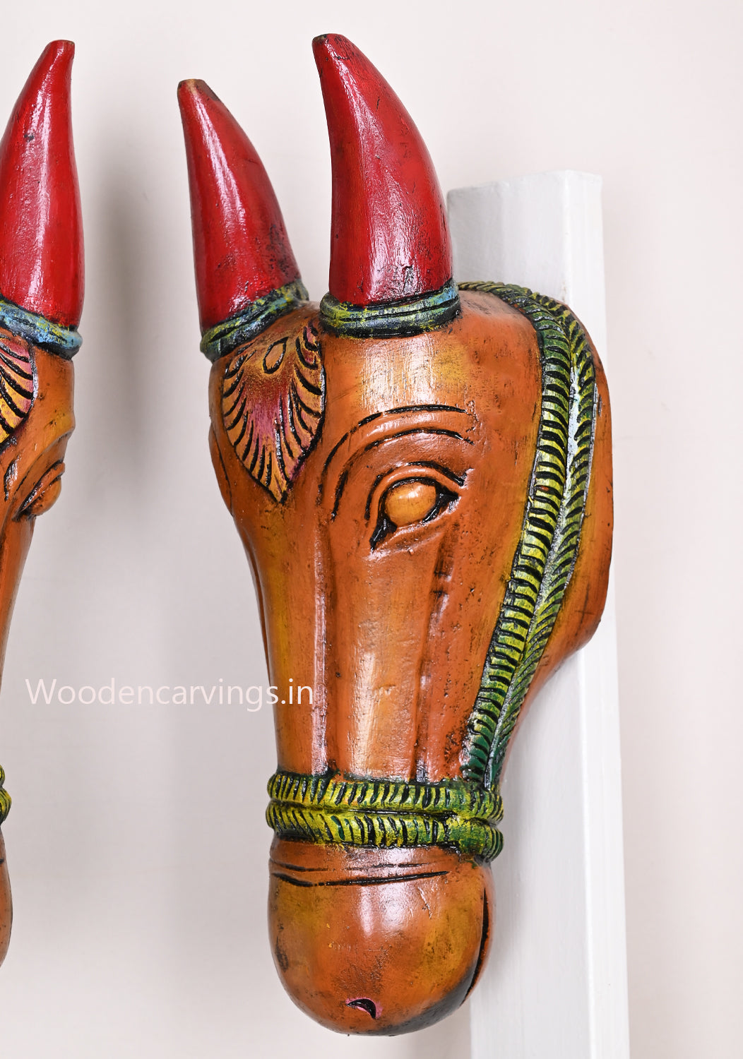 Multicolored Wooden Vastu Entrance Decor Masks – 16" Hooks Fixed