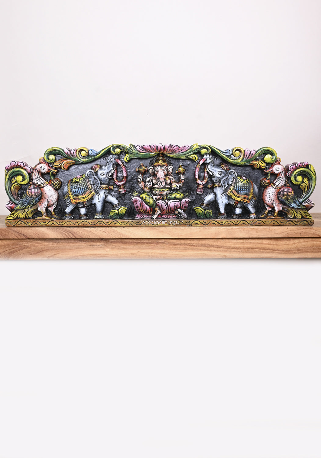Lord  Gaja Ganesha (Annapakshi) Wooden Wall Panel