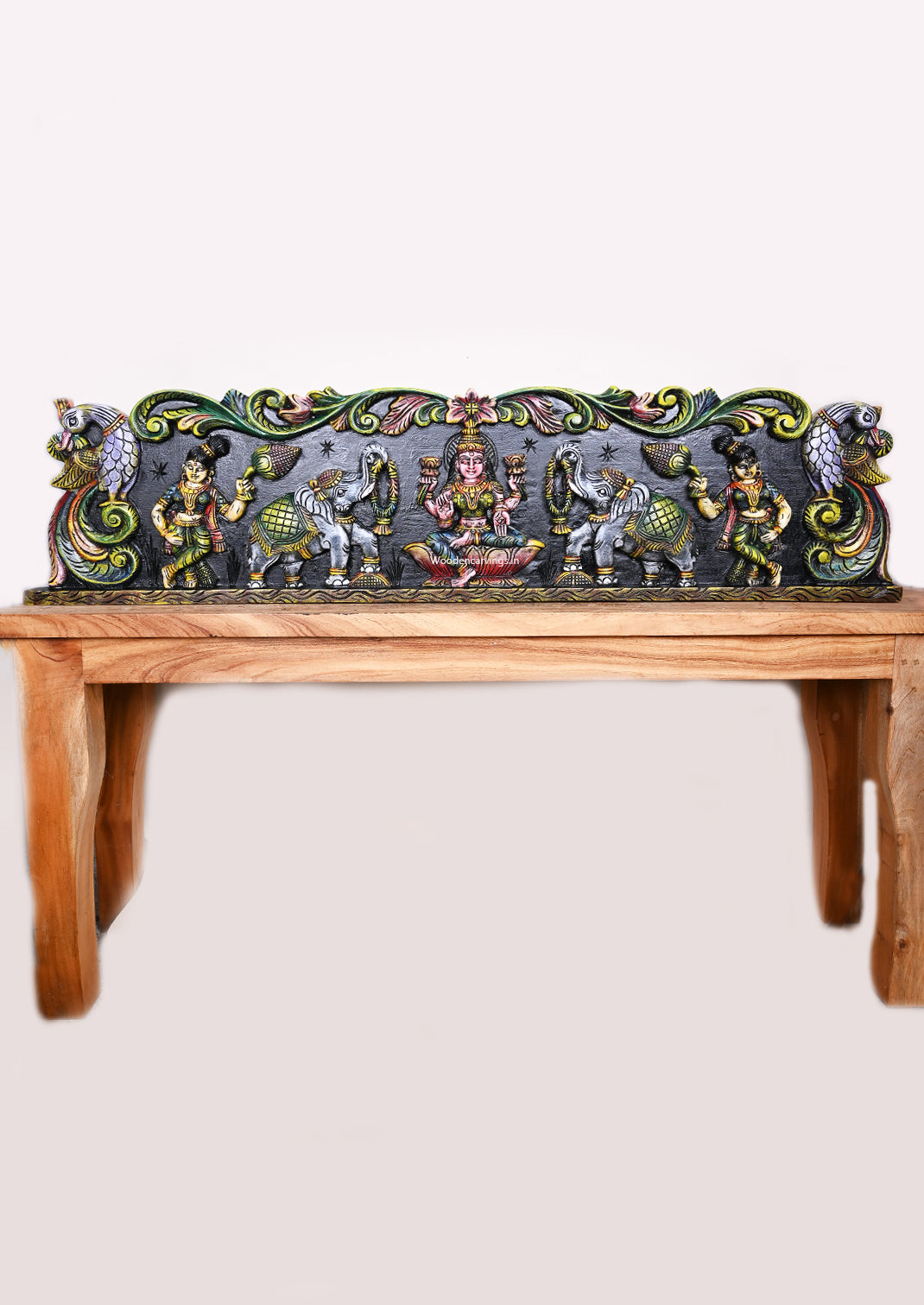 wooden gajalakshmi wall panel