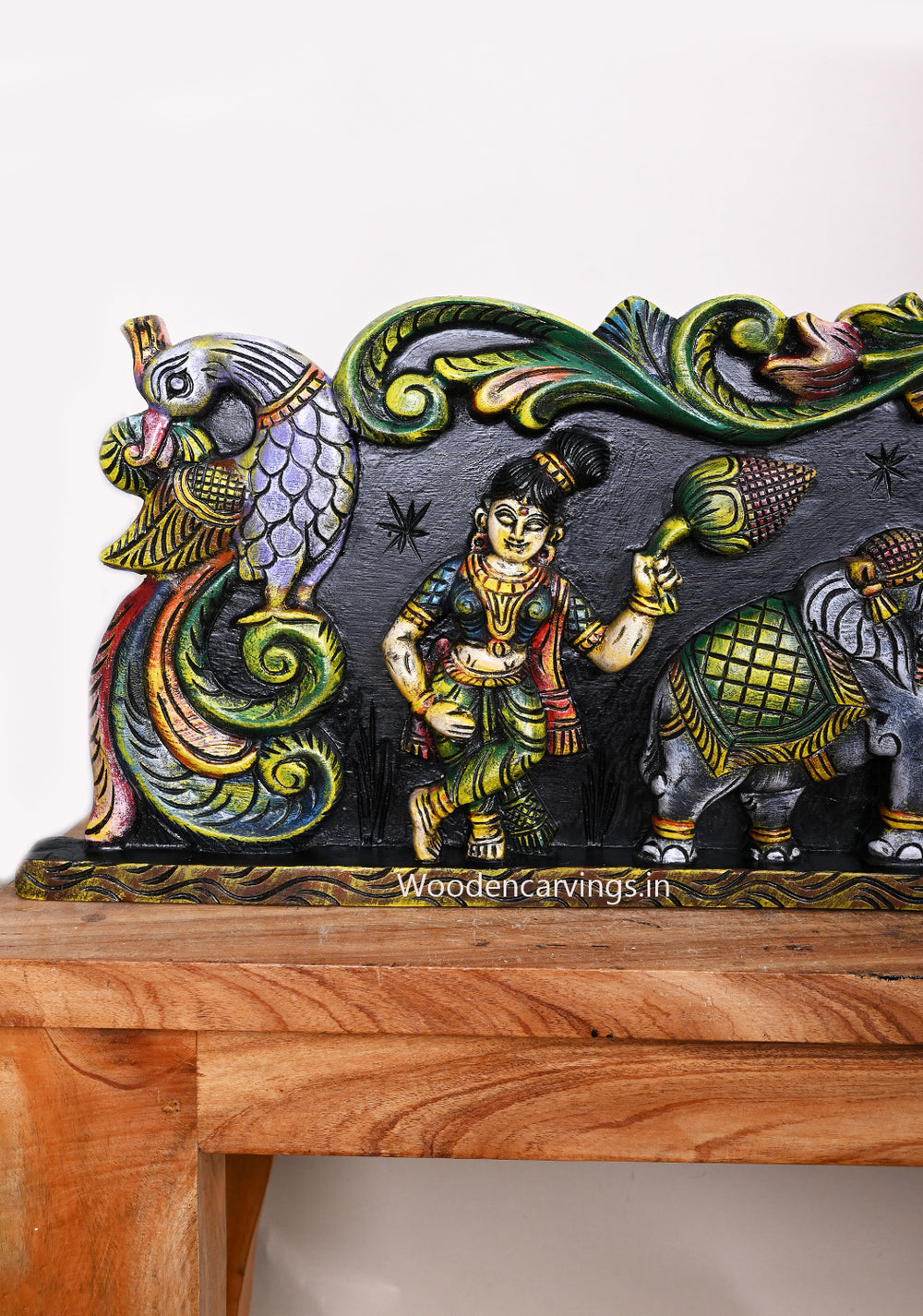 wooden gajalakshmi wall panel