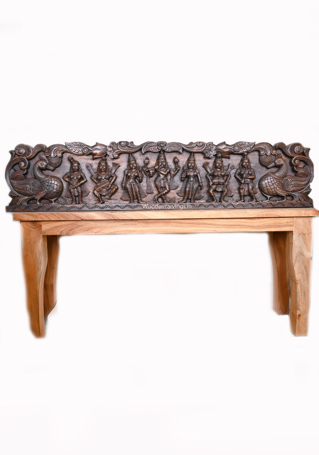 Lord Krishna  Brown Wooden Wall Panel 54"