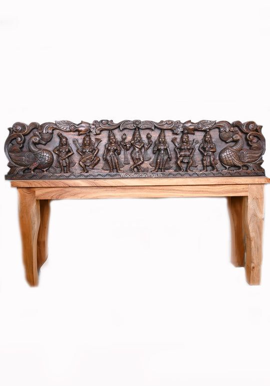 Lord Krishna  Brown Wooden Wall Panel 54"