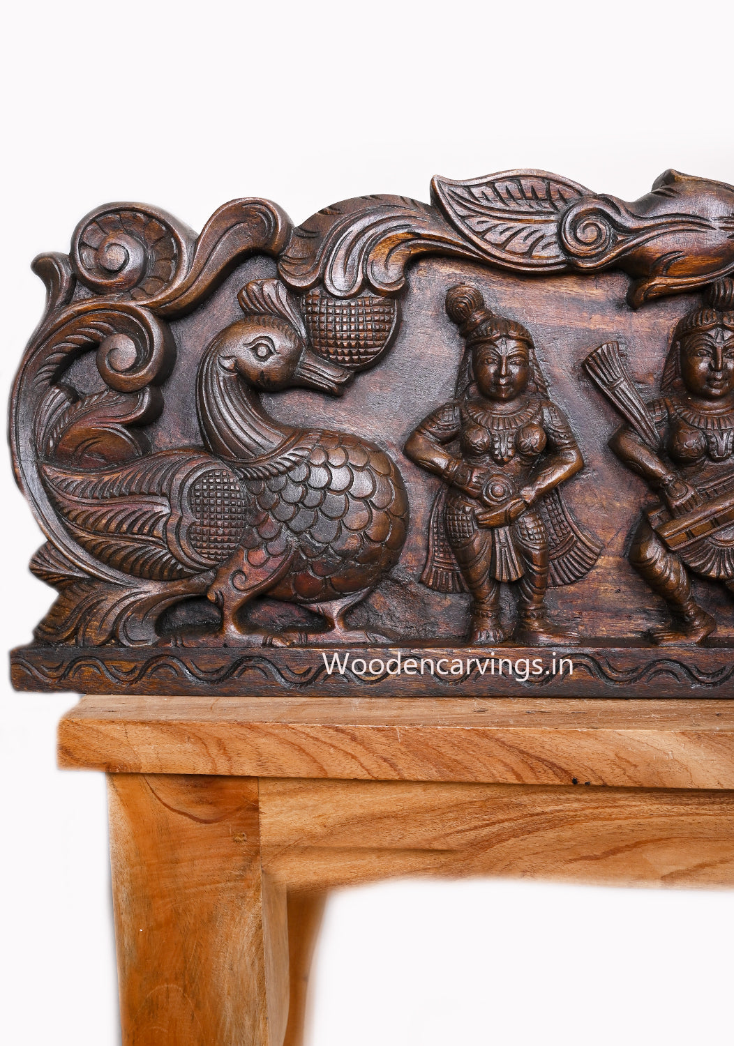 Lord Krishna  Brown Wooden Wall Panel 54"