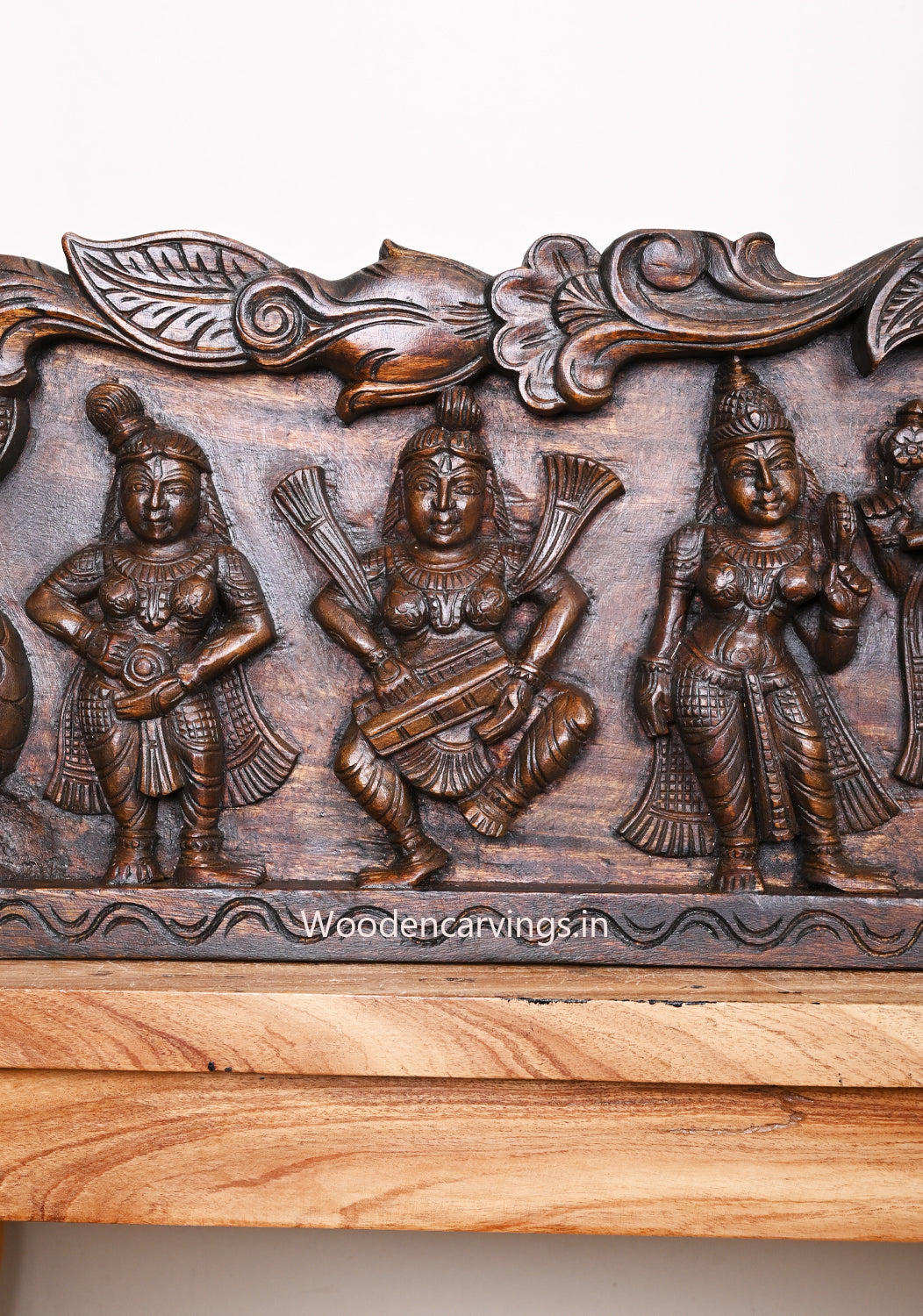 Lord Krishna  Brown Wooden Wall Panel 54"