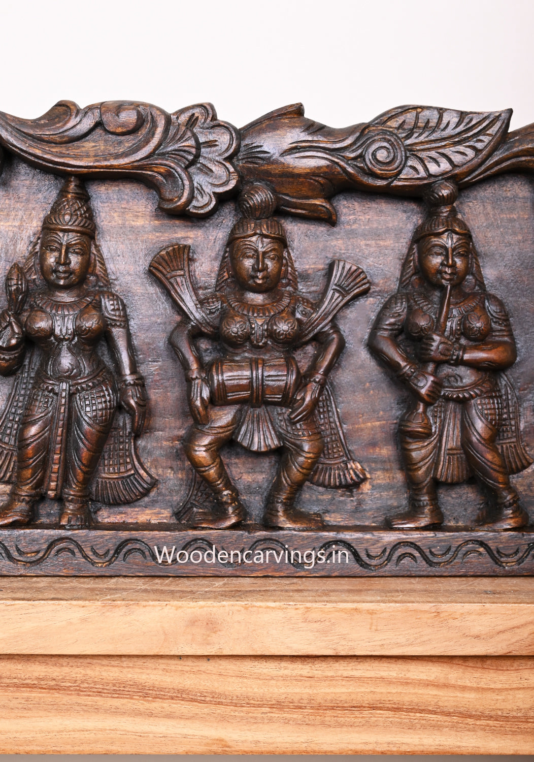 Lord Krishna  Brown Wooden Wall Panel 54"