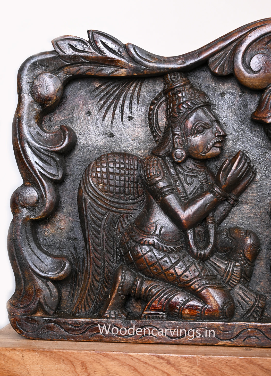 Dark Brown Chanku Nama Chakra with Hanuman & Garudar – 48" Wooden Panel