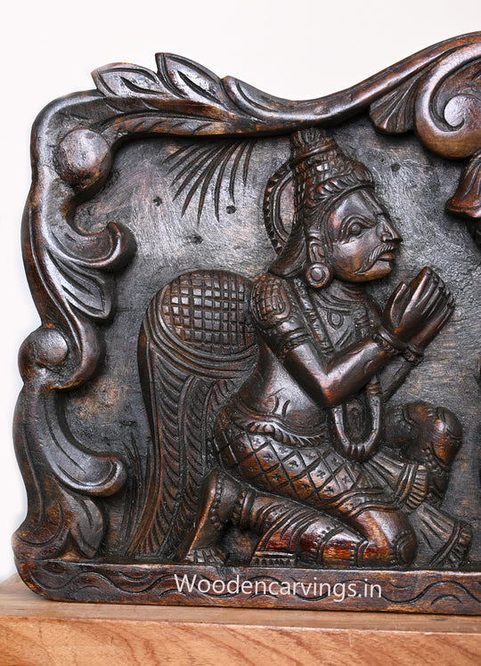 Dark Brown Chanku Nama Chakra with Hanuman & Garudar – 48" Wooden Panel