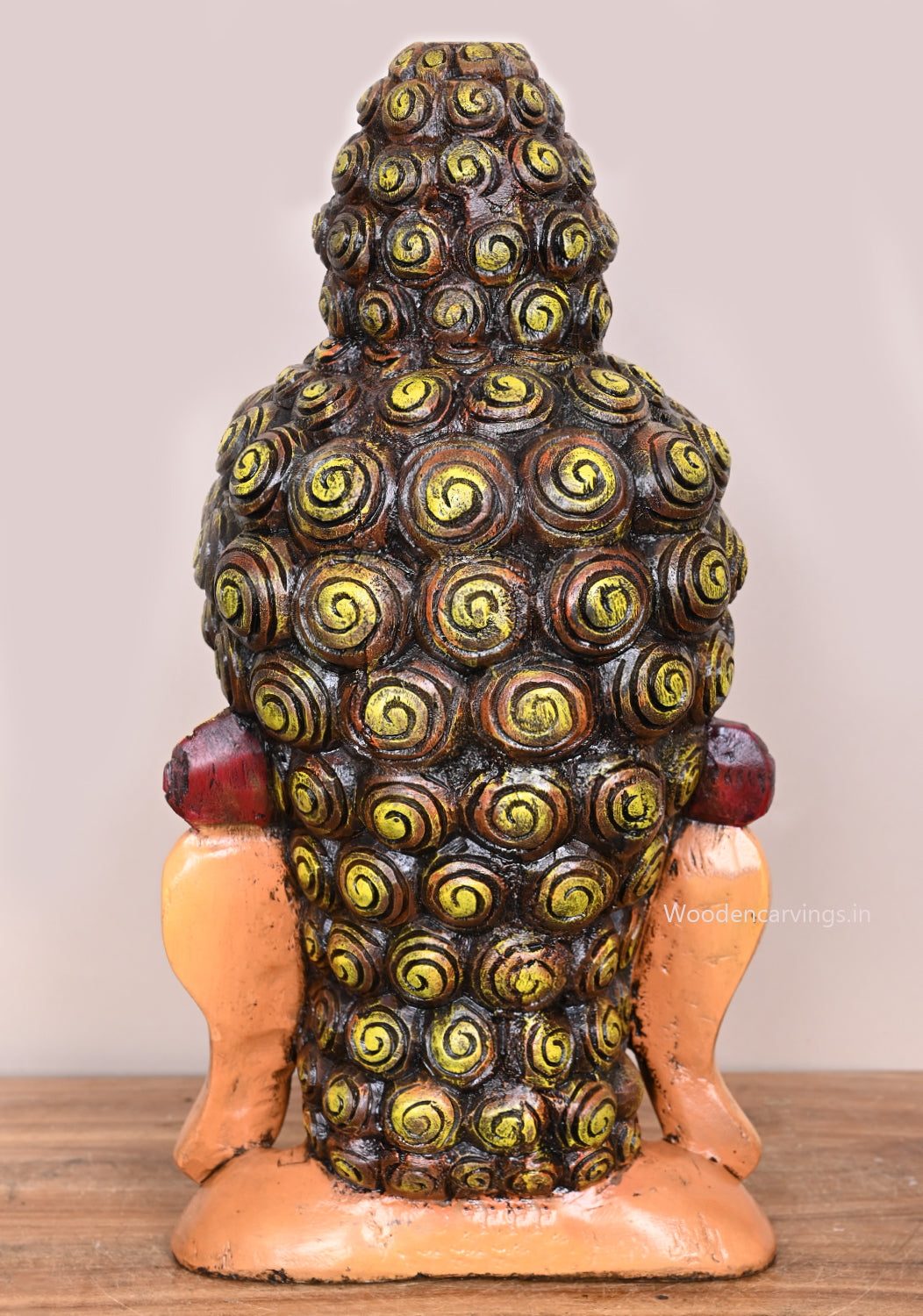 Snail Head Lord Buddha Multicolour Finishing Entrance Decoration Wooden Wall Mount Sculpture 20"