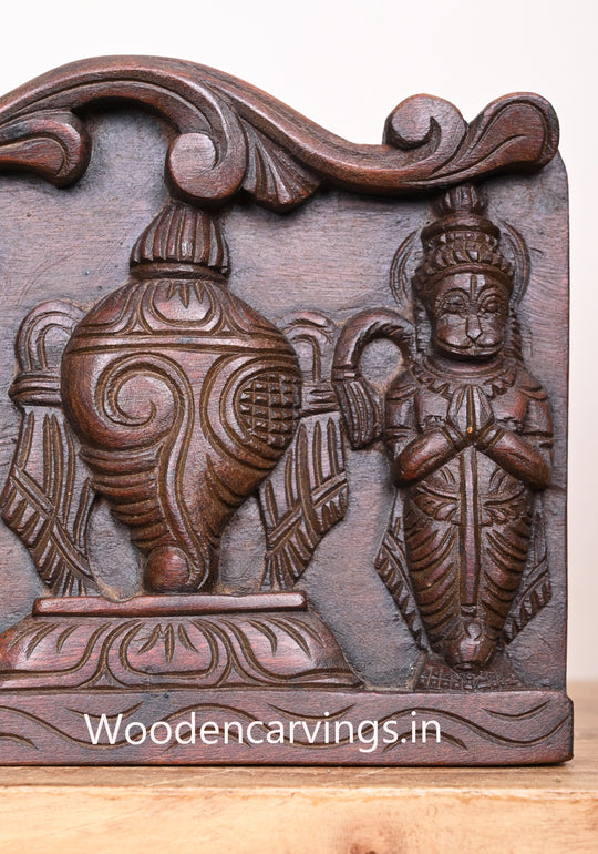 Auspicious Thirunamam With Ayuthas Chanku and Chakra Simple Floral Design Hanuman, Garuda Wall Panel 18"