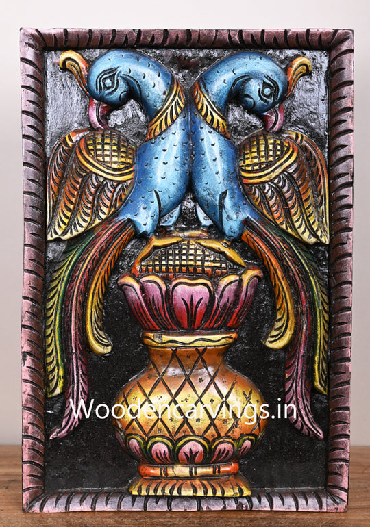 Wooden Peacocks Frame Design Wall Mount