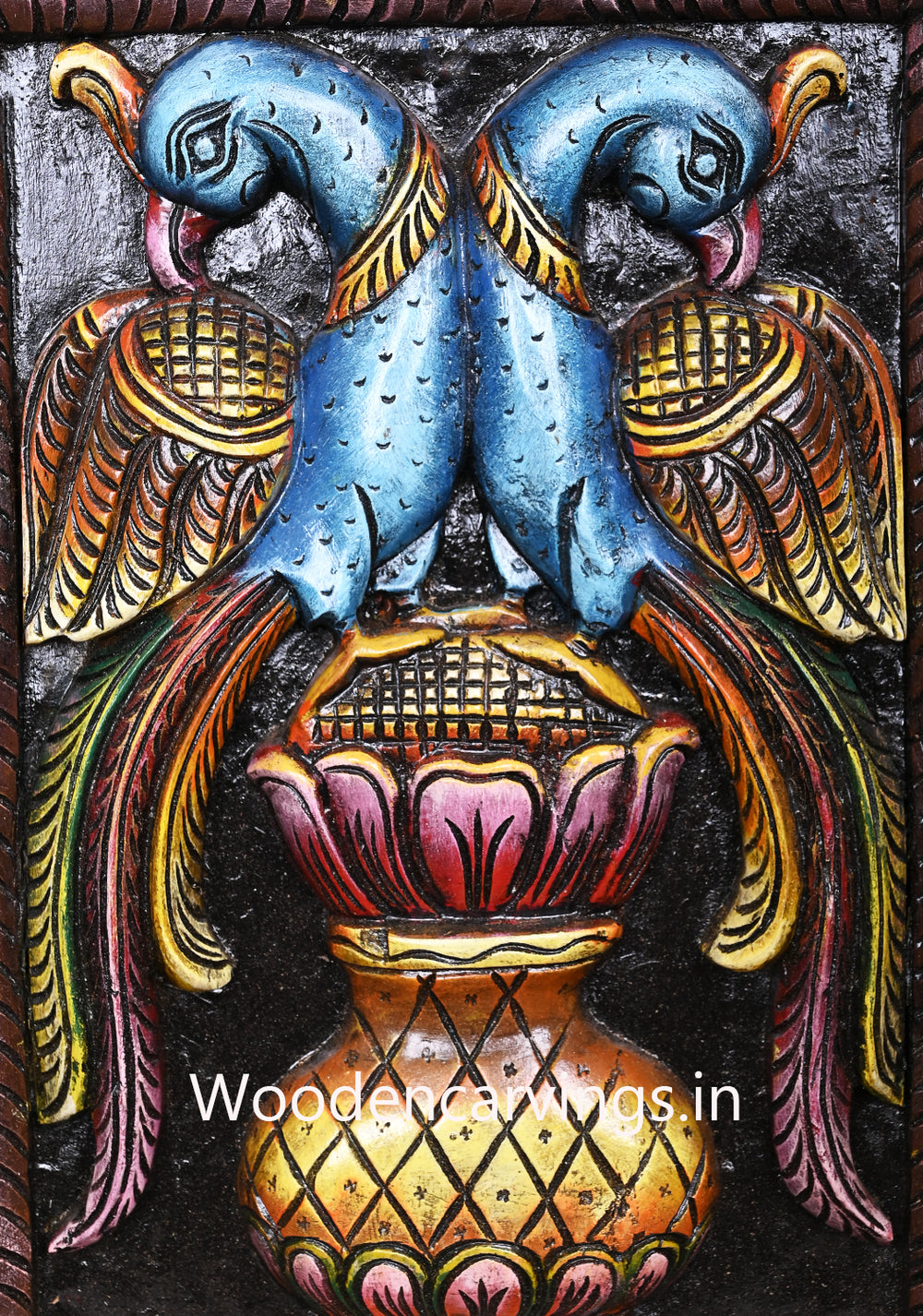 Wooden Peacocks Frame Design Wall Mount