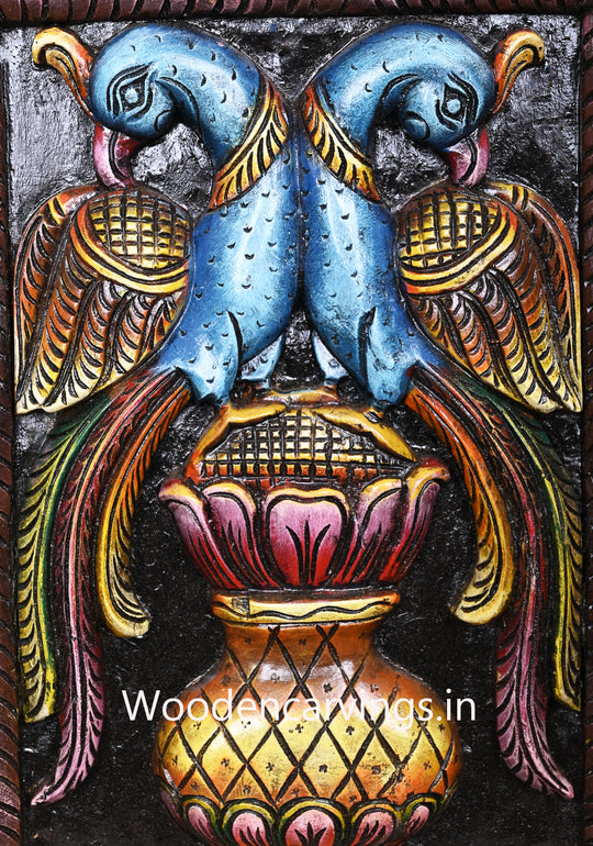 Wooden Peacocks Frame Design Wall Mount