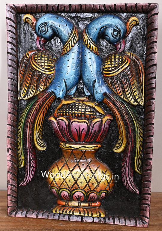 Wooden Peacocks Frame Design Wall Mount 18"